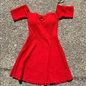 Red off the shoulder dress